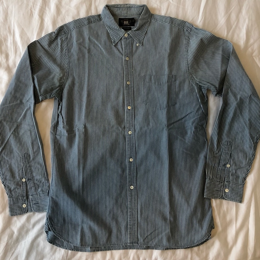 Vintage RRL Slim Fit Engineer Stripe Shirt Size M